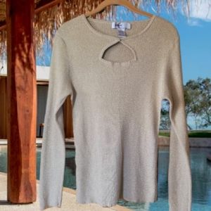 Lovely Gold Sparkle Cut Out Long‎ Sleeve Evening Sweater XL